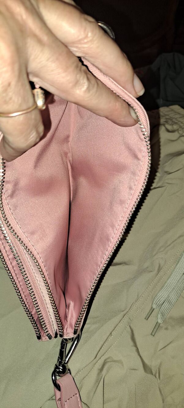 Lululemon Double Up Pouch Wristlet Misty Pink Double Zip Wallet Silver Hardware - Picture 7 of 7